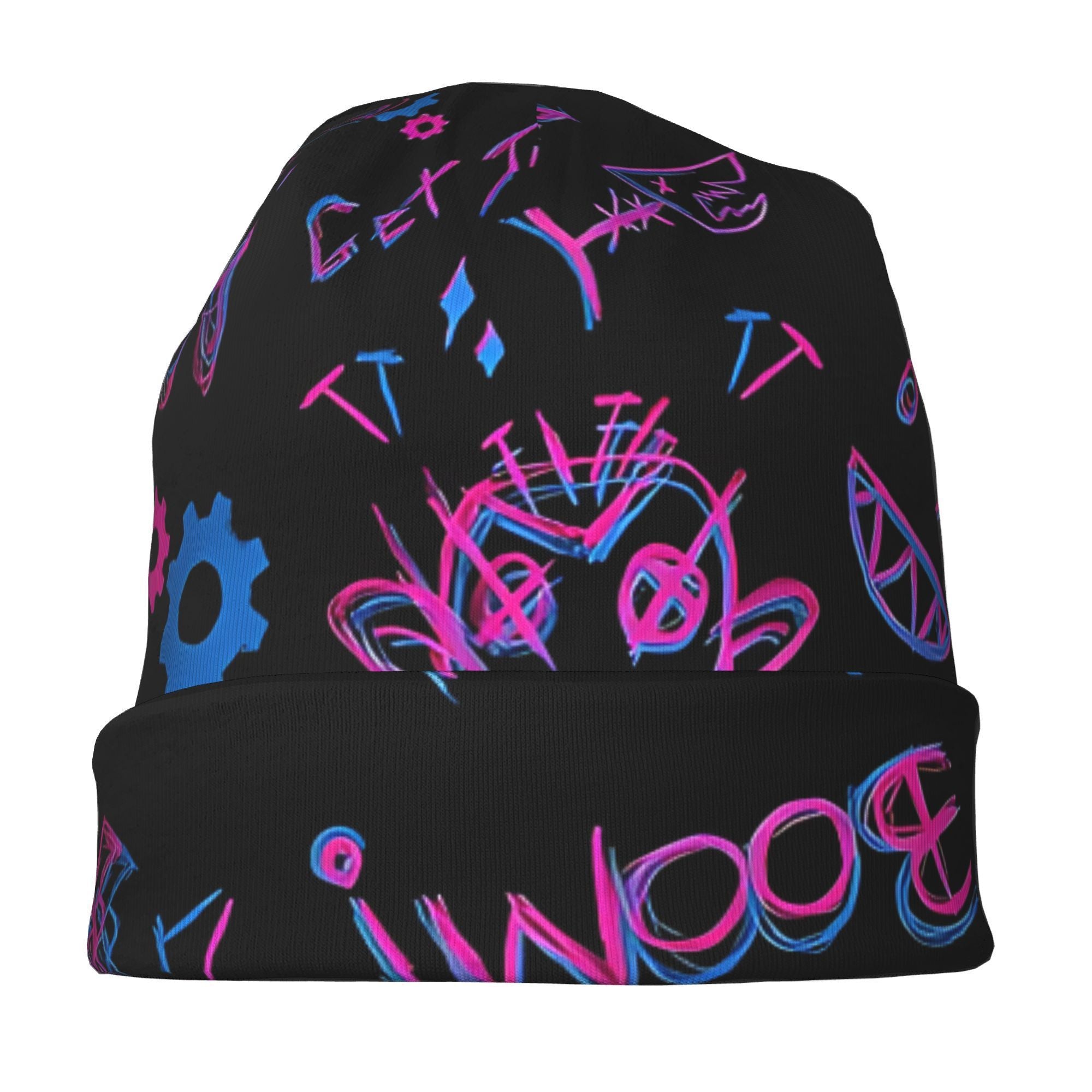 Arcane Jinx Slouch Beanie - Vibrant Graffiti Print Unisex
