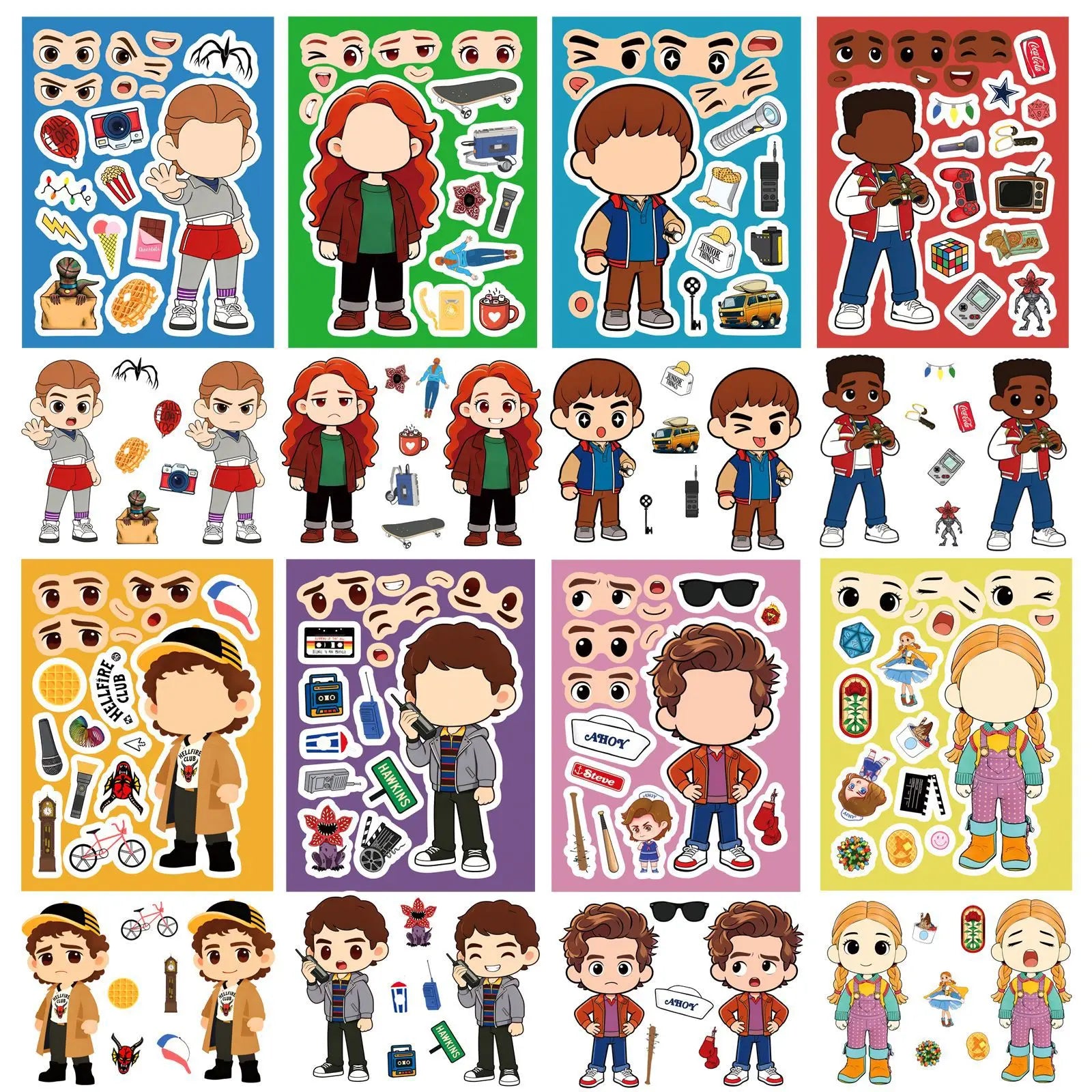 Stranger Things DIY Character Sticker Puzzles - Stranger Things Characters Stickers