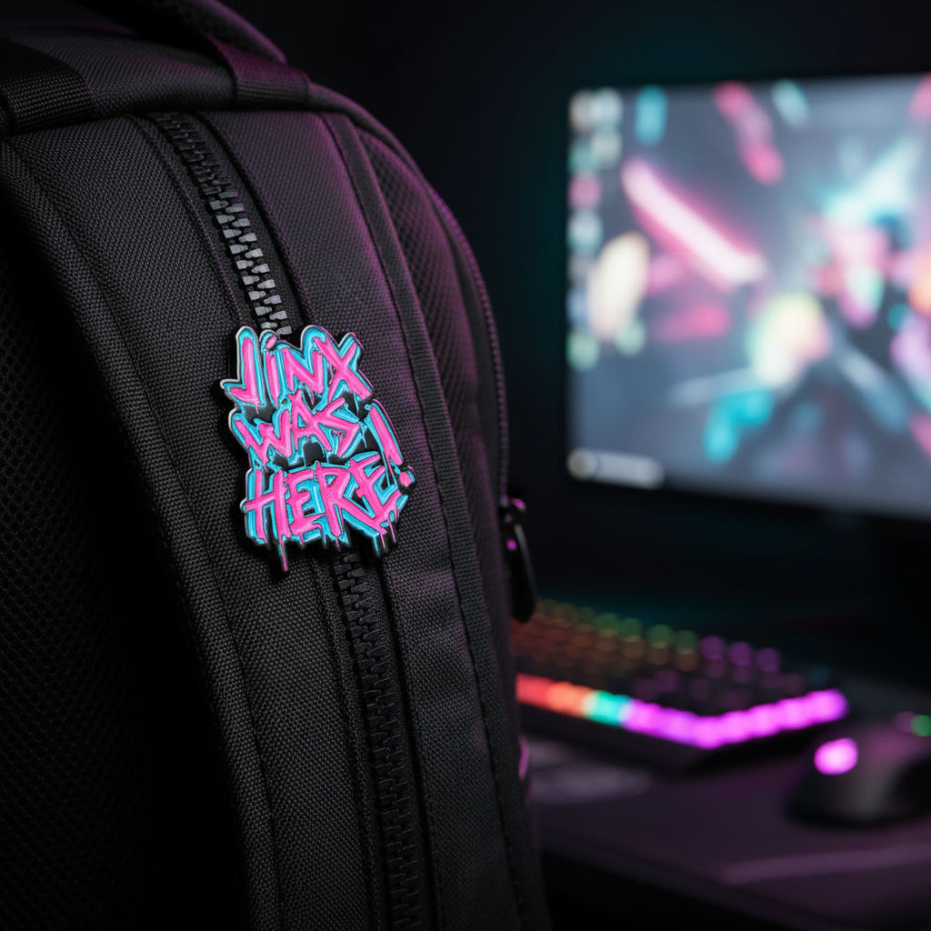 Jinx Was Here! Graffiti Enamel Pin – Arcane-Inspired Lapel Badge