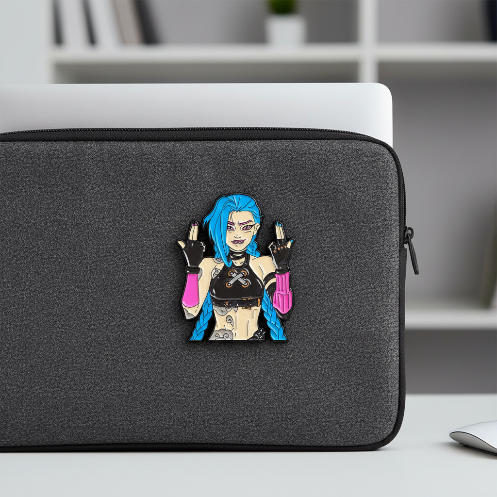 Badass Jinx Enamel Pin – Arcane-Inspired Rebel Lapel Brooch