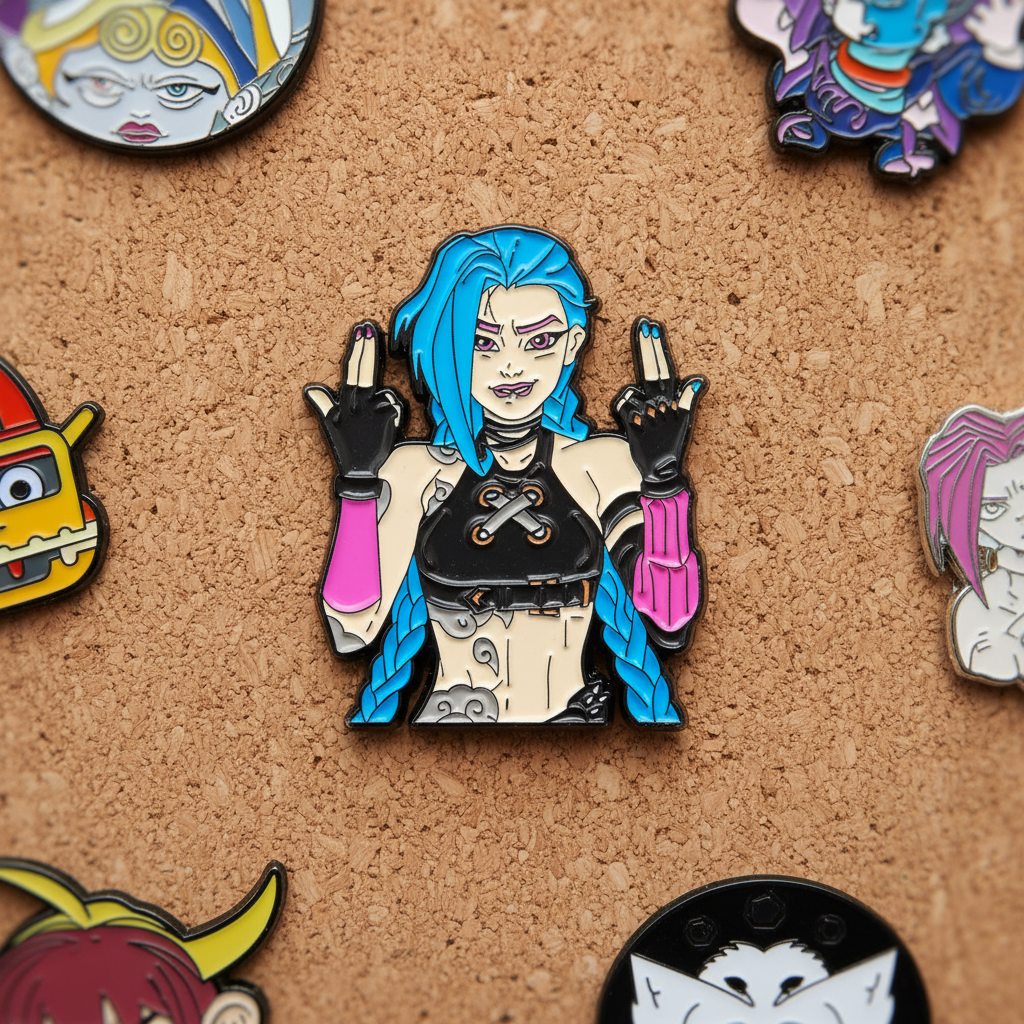 Badass Jinx Enamel Pin – Arcane-Inspired Rebel Lapel Brooch