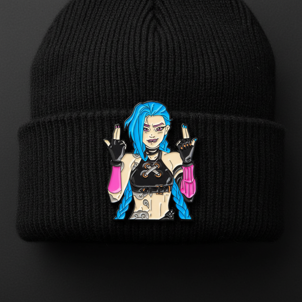 Badass Jinx Enamel Pin – Arcane-Inspired Rebel Lapel Brooch