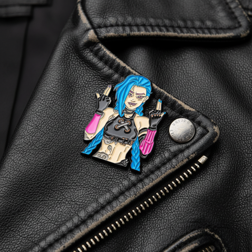 Badass Jinx Enamel Pin – Arcane-Inspired Rebel Lapel Brooch