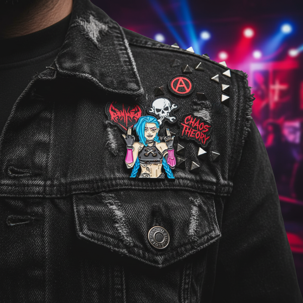 Badass Jinx Enamel Pin – Arcane-Inspired Rebel Lapel Brooch