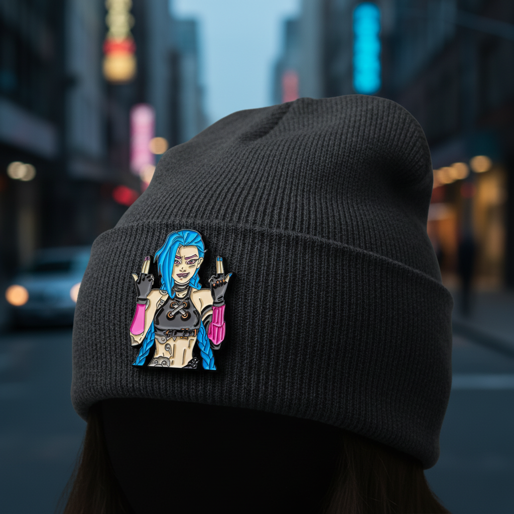 Badass Jinx Enamel Pin – Arcane-Inspired Rebel Lapel Brooch
