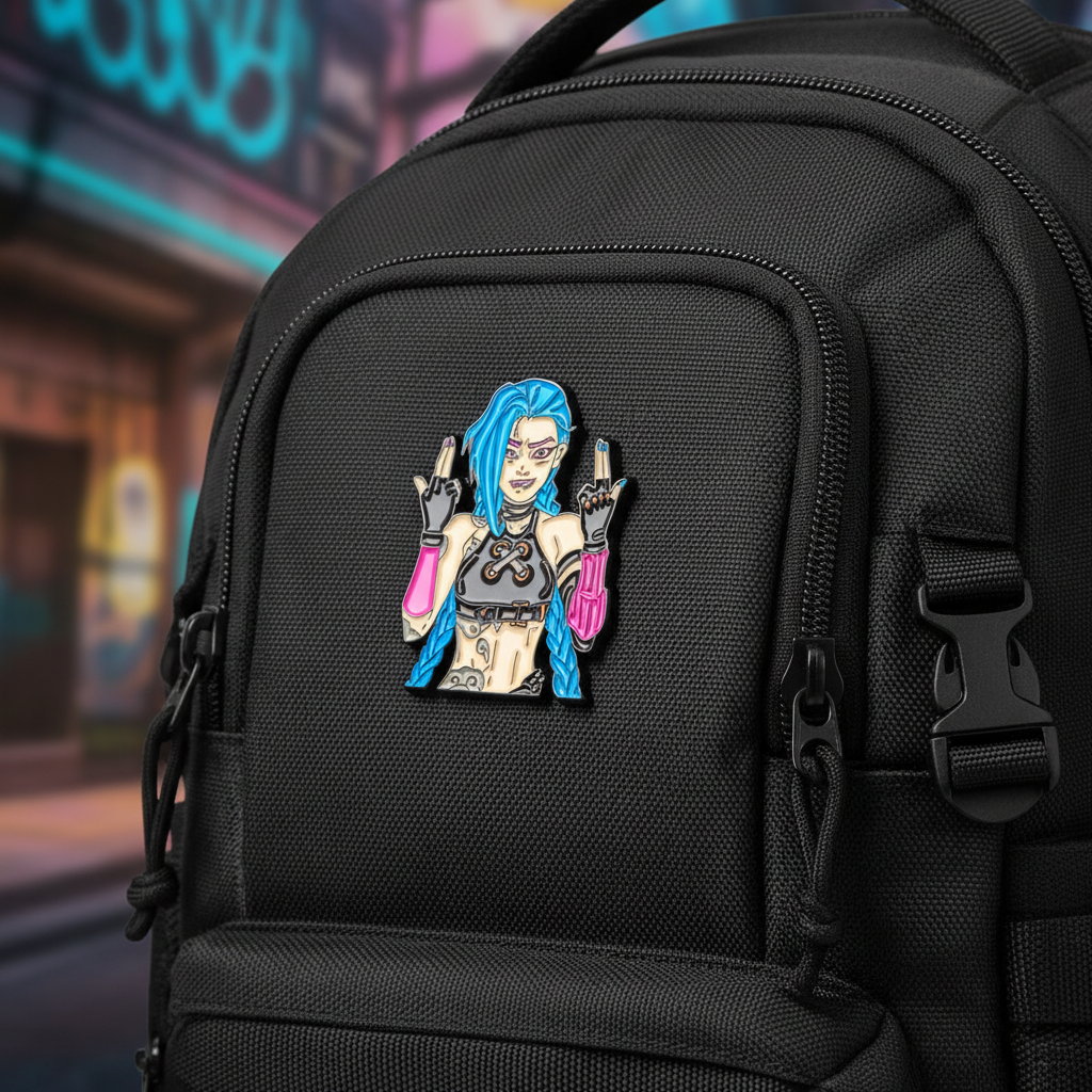 Badass Jinx Enamel Pin – Arcane-Inspired Rebel Lapel Brooch