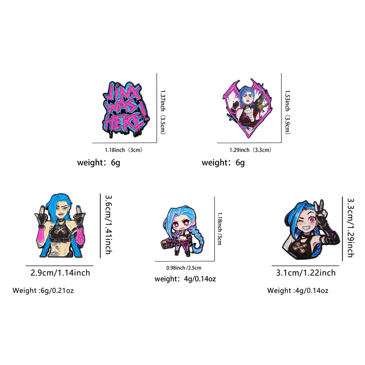 Jinx Enamel Pin Set – Arcane-Inspired Brooch