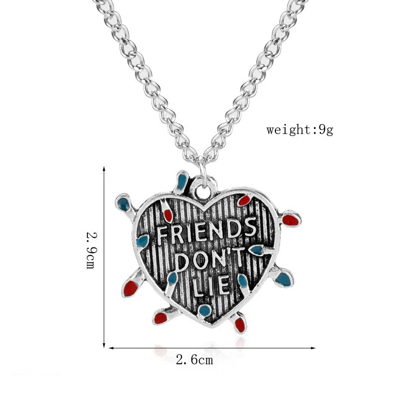 Stranger Things Inspired 4-Piece Jewelry Collection: Alphabet Wall, Demogorgon & "Friends Don't Lie" Charms