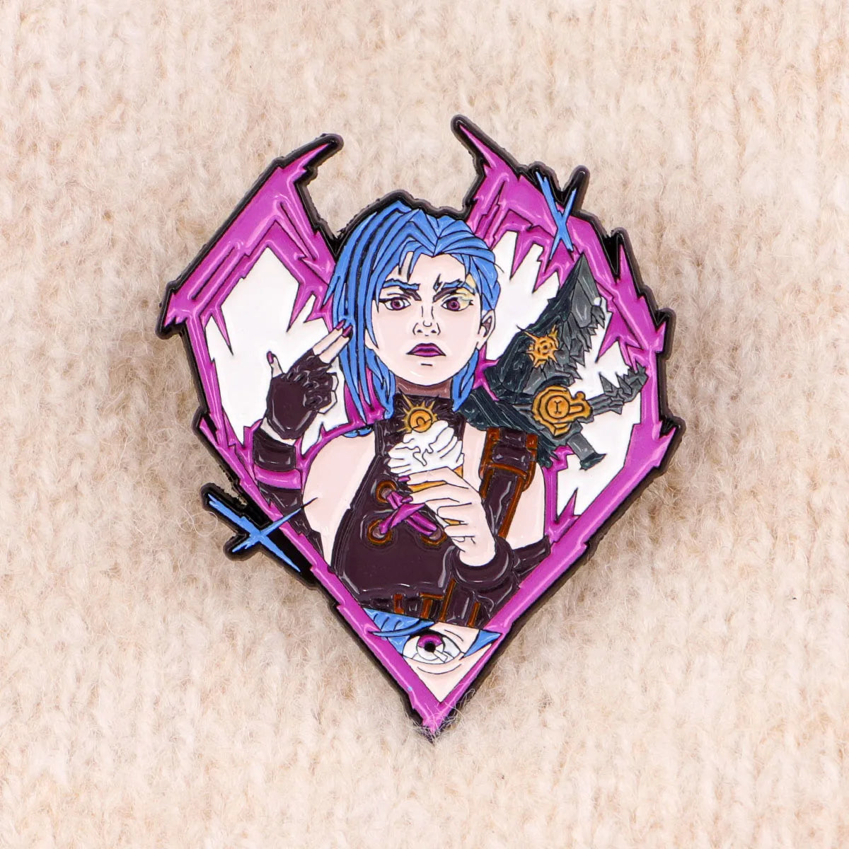 Jinx Enamel Brooch – Arcane-Inspired Heart Lapel Pin
