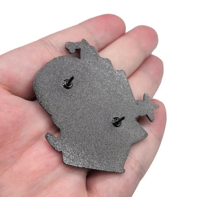 Gray enamel pin back with two metal posts