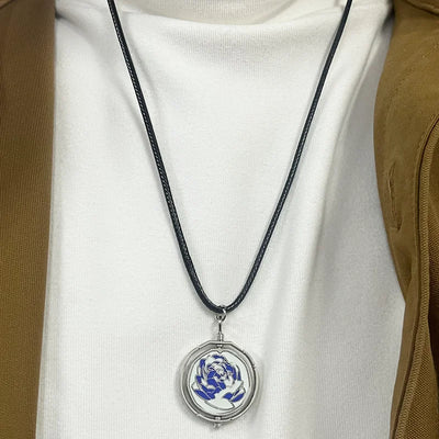 Arcane Blue Rose Necklace - Small Dark Blue Arcane Necklace