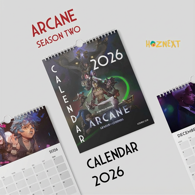 Set of 2026 wall calendars showing character cover designs and calendar grids