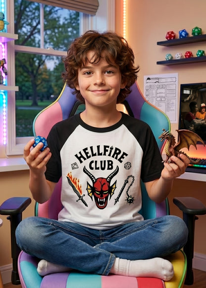 Hellfire Club Eddie Munson Inspired Stranger Things Baseball Kids T-Shirt