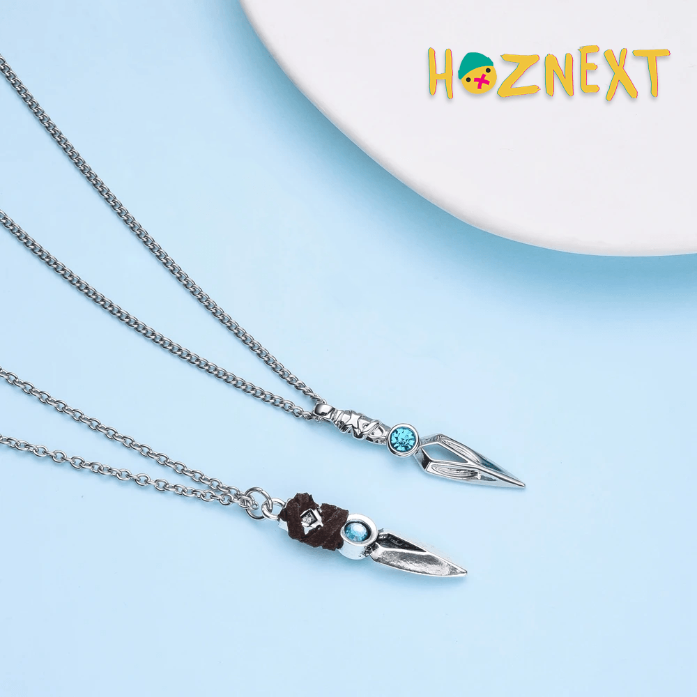 Jett Knife Necklace with Blue Crystal - HozNext