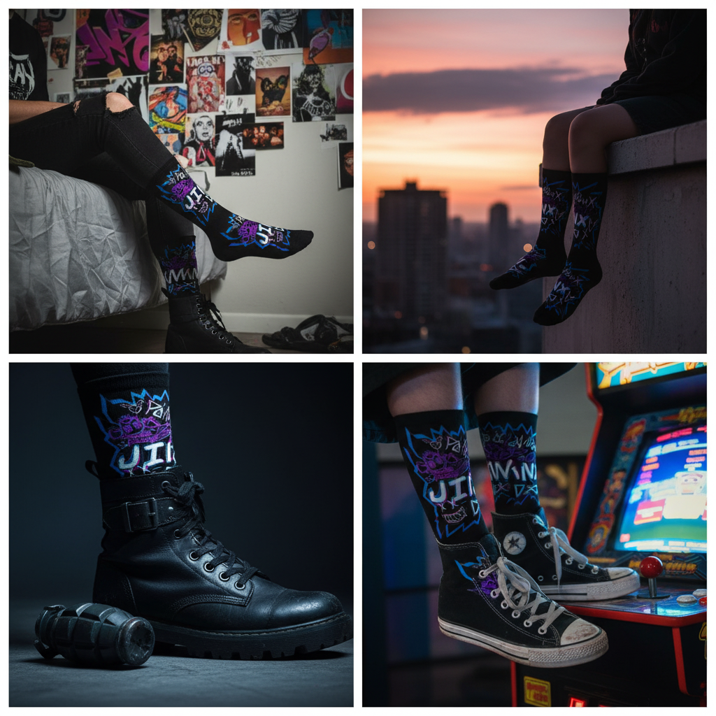 Jinx Arcane "Boom Sucks" Graffiti Mid-Calf Socks