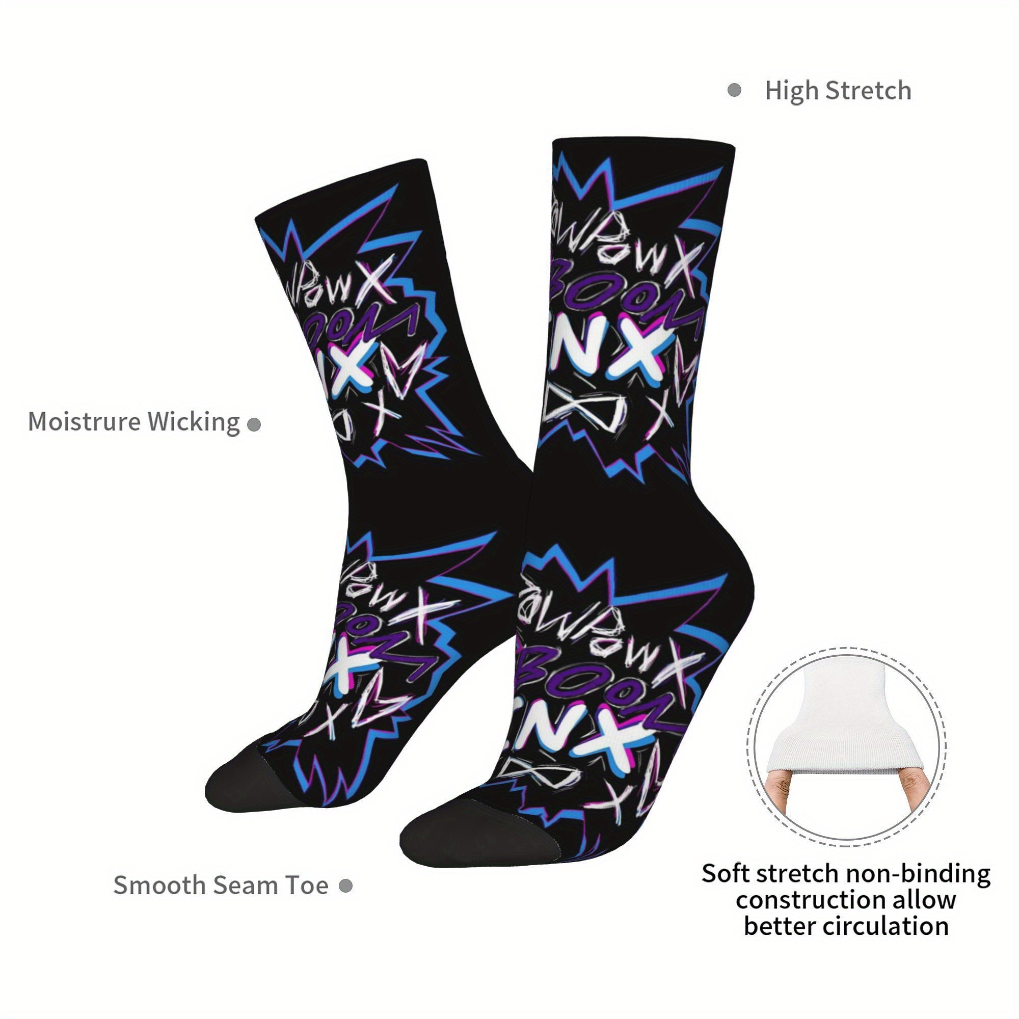 Jinx Arcane "Boom Sucks" Graffiti Mid-Calf Socks