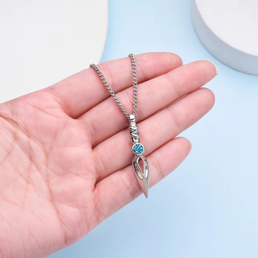 Jett Knife Necklace with Blue Crystal - HozNext