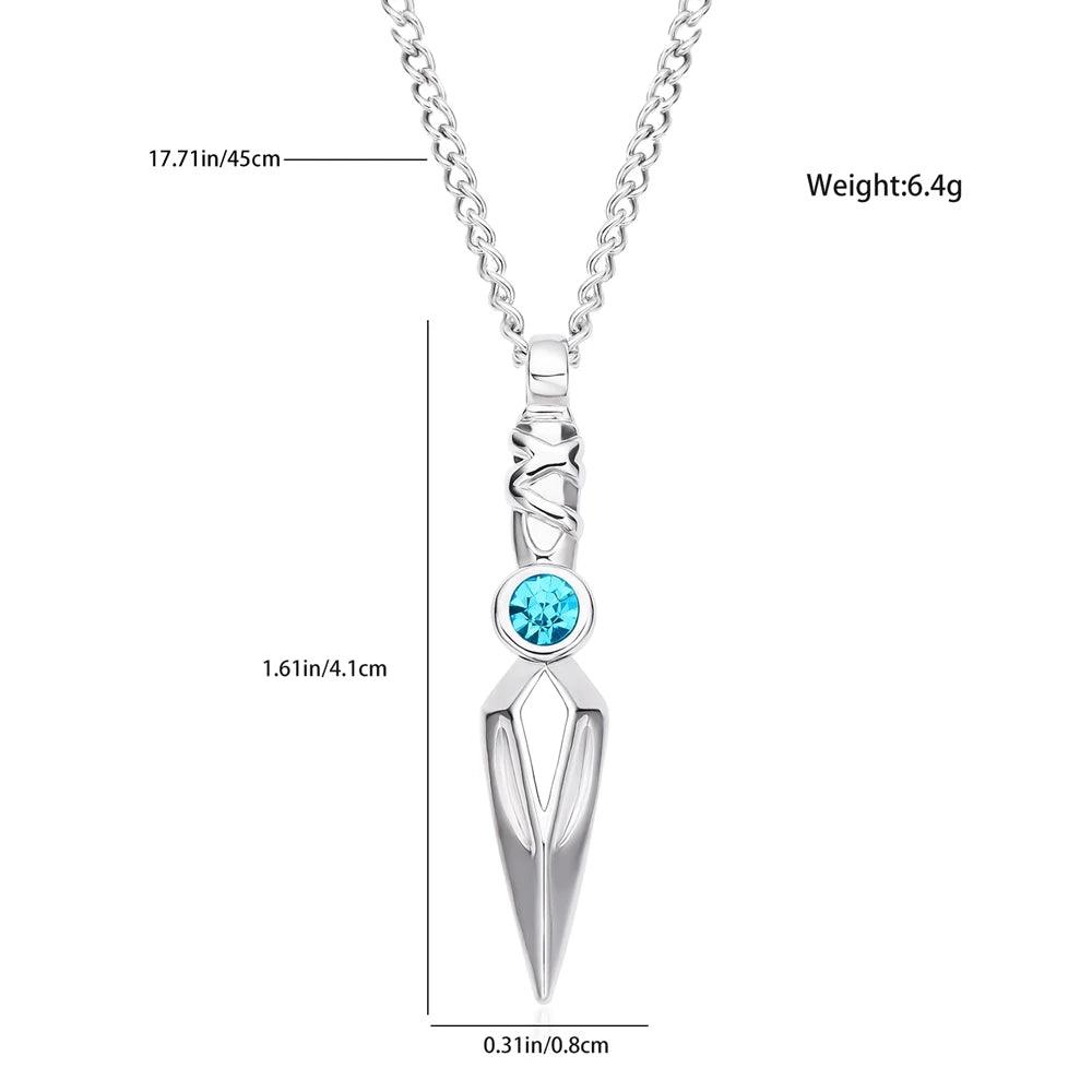 Jett Knife Necklace with Blue Crystal - HozNext