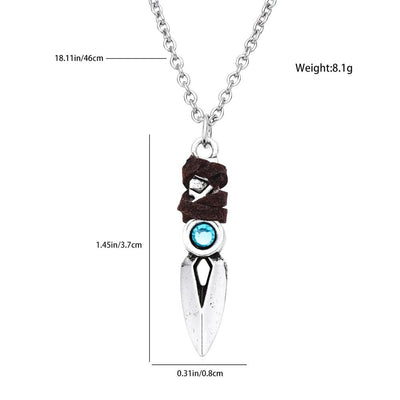 Jett Knife Necklace with Blue Crystal - HozNext