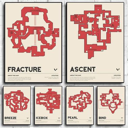 VALORANT Maps Red Wall Art Canvas Print