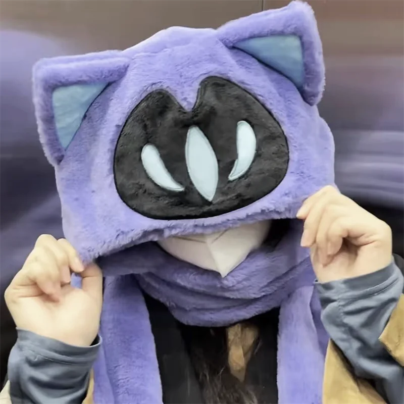 Valorant Omen-Inspired Cat Ear Plush Hooded Scarf and Hat Set