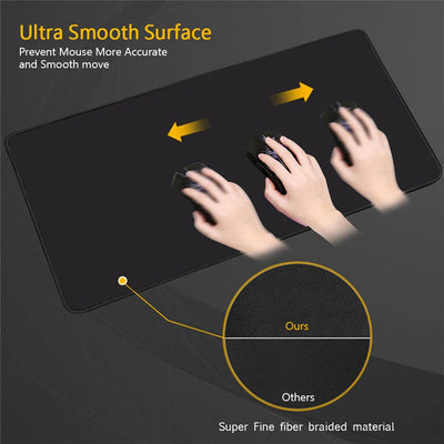 Gaming mouse pad with dark background and hands graphic arrows for smooth tracking