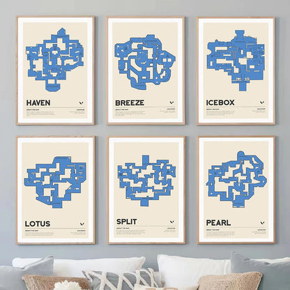 VALORANT Maps Blue Wall Art Canvas Print