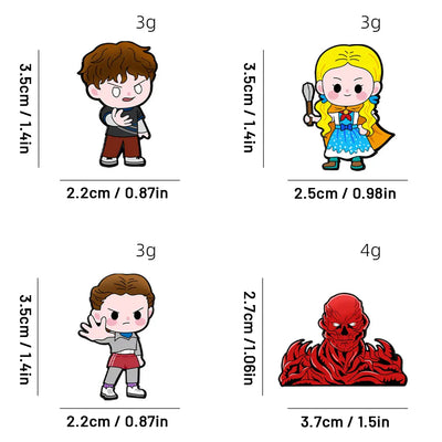 Stranger Things Chibi Enamel Lapel Pins & Brooches – Collectible Cartoon Badges