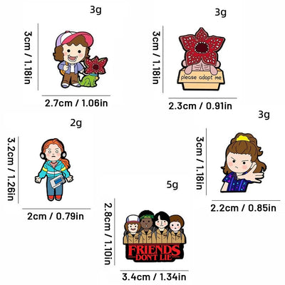 Stranger Things Chibi Enamel Lapel Pins & Brooches – Collectible Cartoon Badges