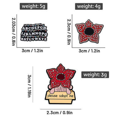 Stranger Things Iconic Enamel Pin Collection - Demogorgon, Alphabet Wall, & Adopt Me Designs