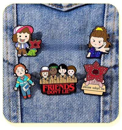 Stranger Things Chibi Enamel Lapel Pins & Brooches – Collectible Cartoon Badges