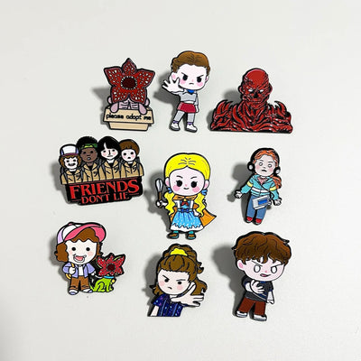 Stranger Things Chibi Enamel Lapel Pins & Brooches – Collectible Cartoon Badges