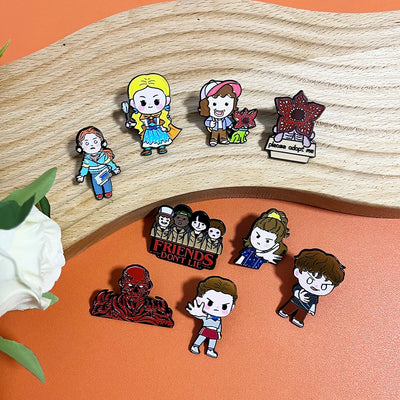 Stranger Things Chibi Enamel Lapel Pins & Brooches – Collectible Cartoon Badges