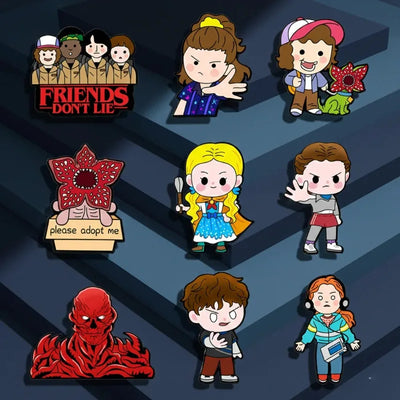 Stranger Things Chibi Enamel Lapel Pins & Brooches – Collectible Cartoon Badges