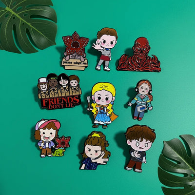 Stranger Things Chibi Enamel Lapel Pins & Brooches – Collectible Cartoon Badges