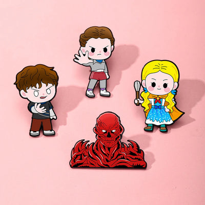 Stranger Things Chibi Enamel Lapel Pins & Brooches – Collectible Cartoon Badges