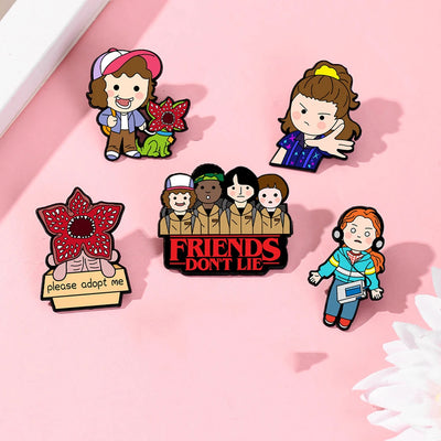 Stranger Things Chibi Enamel Lapel Pins & Brooches – Collectible Cartoon Badges