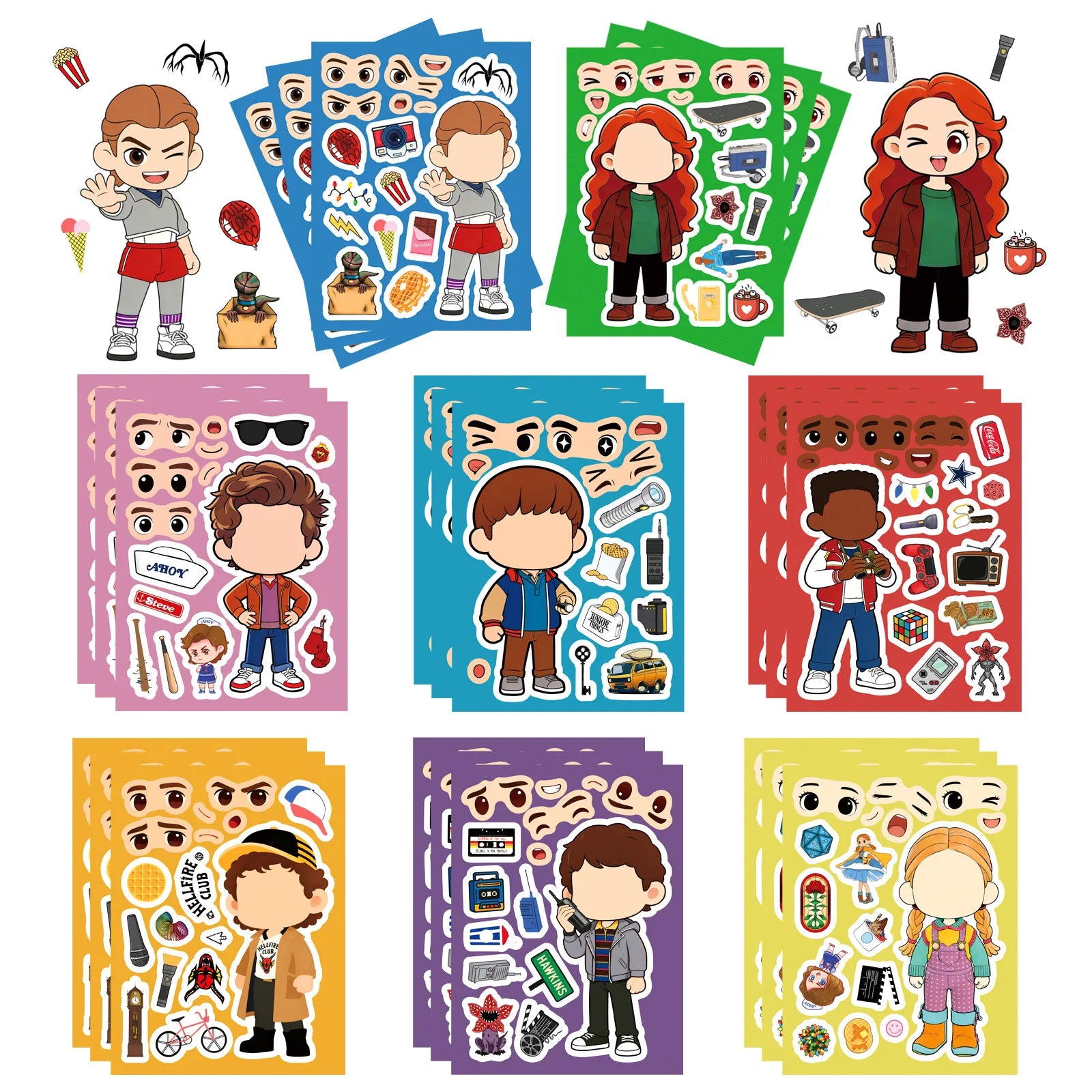 Stranger Things DIY Character Sticker Puzzles - Stranger Things Characters Stickers