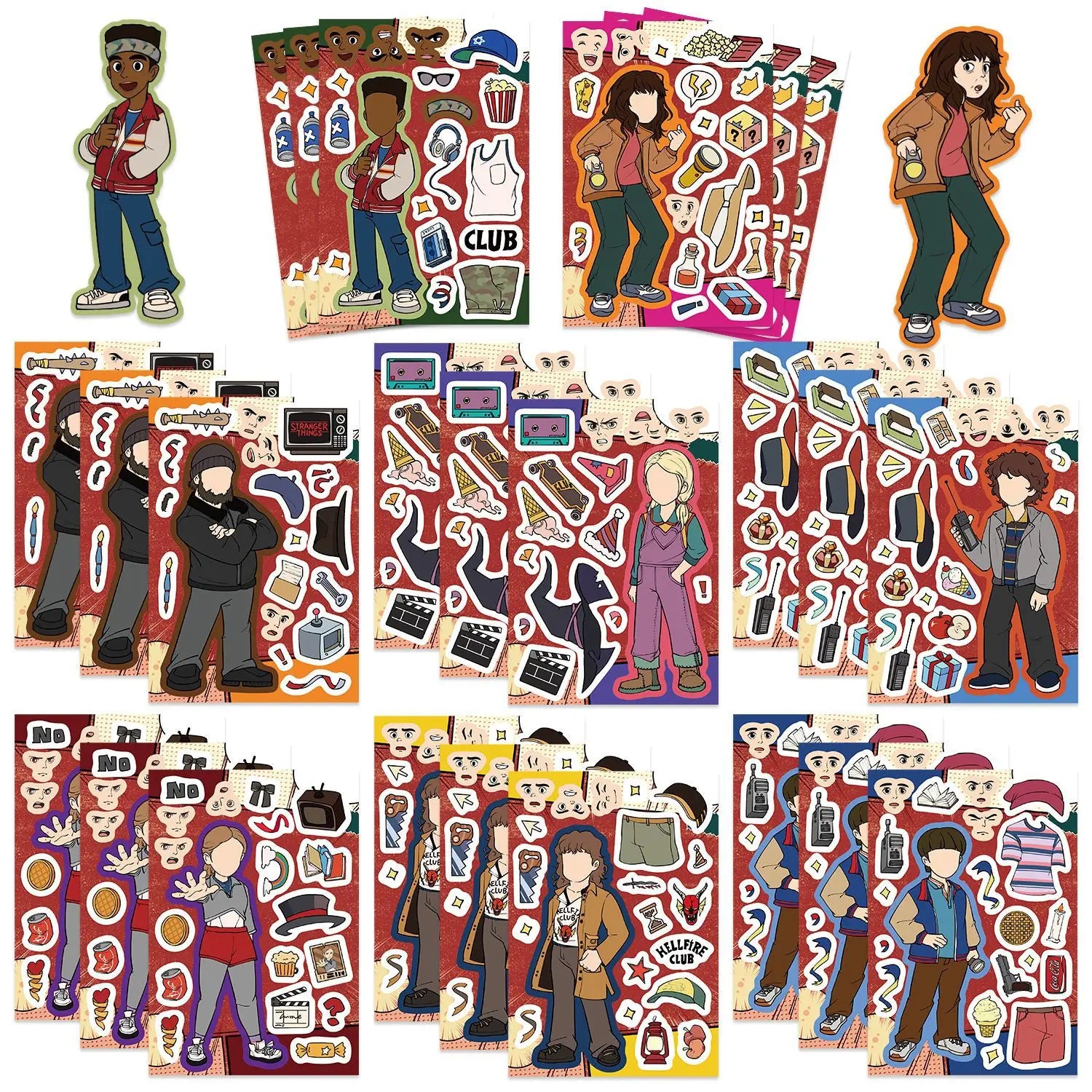 Stranger Things Dress-Up Character Sticker Packs