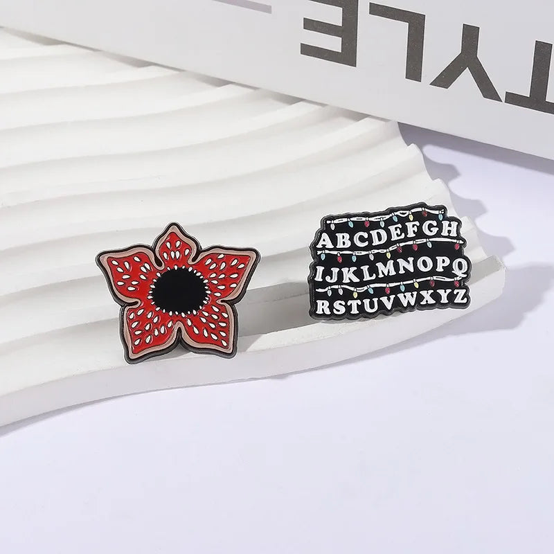 Stranger Things Iconic Enamel Pin Collection - Demogorgon, Alphabet Wall, & Adopt Me Designs