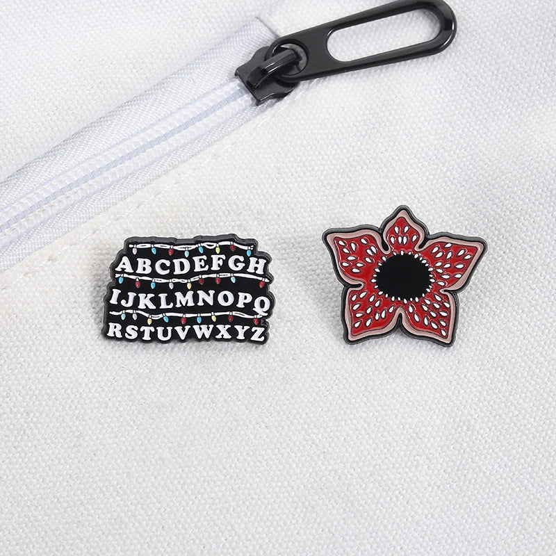 Stranger Things Iconic Enamel Pin Collection - Demogorgon, Alphabet Wall, & Adopt Me Designs