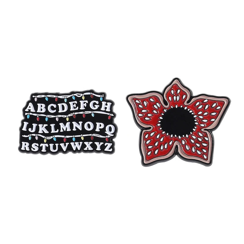 Stranger Things Iconic Enamel Pin Collection - Demogorgon, Alphabet Wall, & Adopt Me Designs
