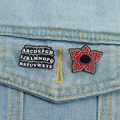 Stranger Things Iconic Enamel Pin Collection - Demogorgon, Alphabet Wall, & Adopt Me Designs