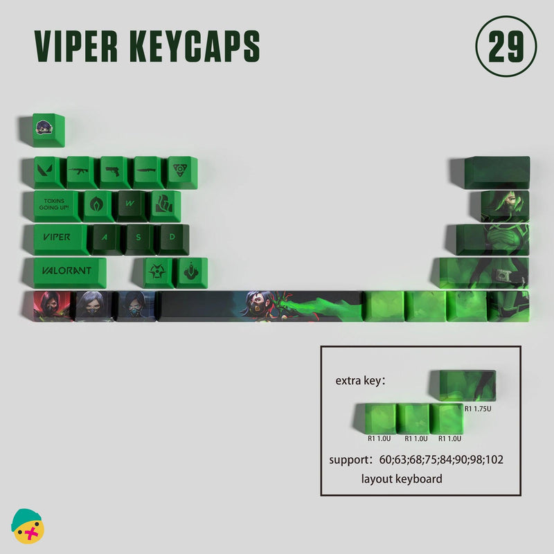 Viper Custom 29 Keycaps | Viper Keyboard's Keycaps | VALORANT Keycaps ...