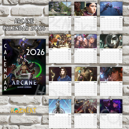 Arcane Season 2 Wall Calendar 2026 – A Journey Through Piltover and Zaun