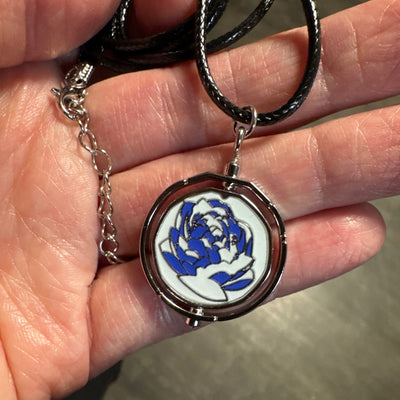 Arcane Blue Rose Necklace - Small Dark Blue Arcane Necklace