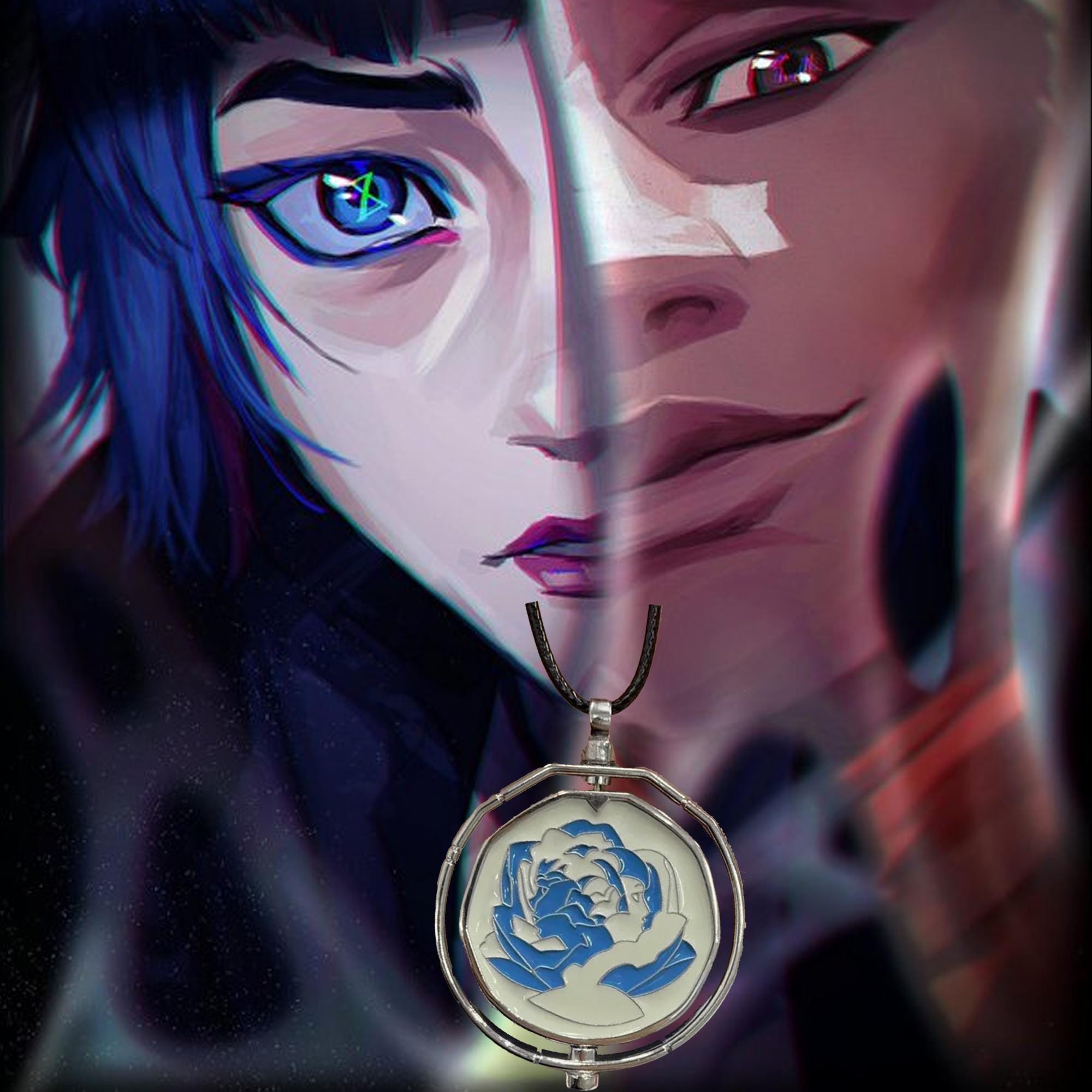 Arcane Blue Rose Necklace - Jinx and Ekko Necklace