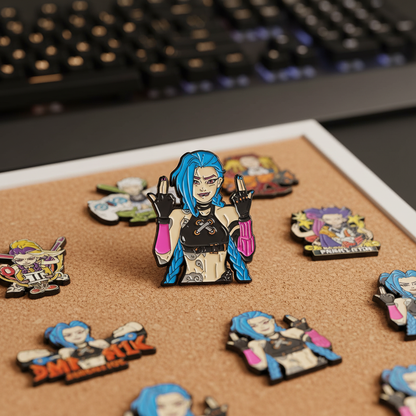 Badass Jinx Enamel Pin – Arcane-Inspired Rebel Lapel Brooch