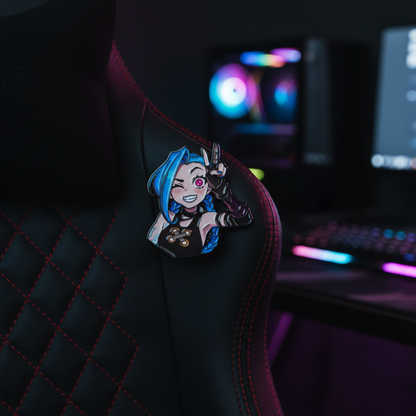 Playful Jinx Enamel Pin – Arcane-Inspired Winking Lapel Brooch