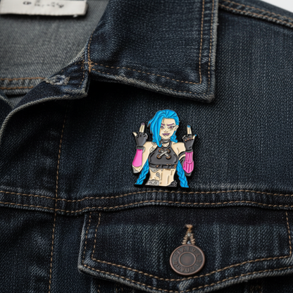 Badass Jinx Enamel Pin – Arcane-Inspired Rebel Lapel Brooch